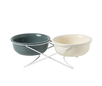 Διπλό κεραμικό μπολ για γατοτροφή