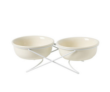 Διπλό κεραμικό μπολ για γατοτροφή