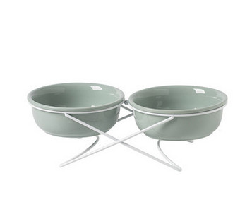 Διπλό κεραμικό μπολ για γατοτροφή