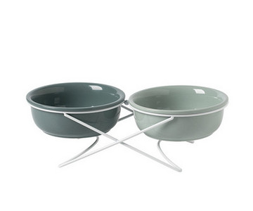 Διπλό κεραμικό μπολ για γατοτροφή