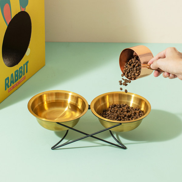 Bol pentru pisici din oțel inoxidabil cu suport