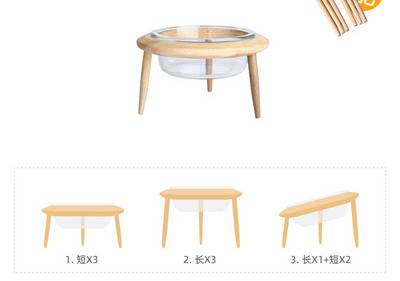 Μπολ φαγητού ή νερού με ξύλινη βάση για γάτες