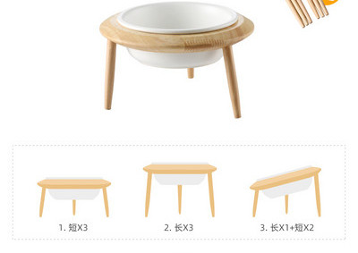 Μπολ φαγητού ή νερού με ξύλινη βάση για γάτες