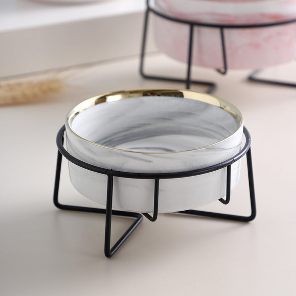 Κεραμικό μπολ για γατοτροφή με μεταλλική βάση