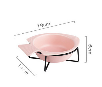 Bol din ceramica in forma de peste pentru mancarea pisicilor