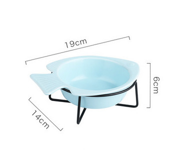 Bol din ceramica in forma de peste pentru mancarea pisicilor