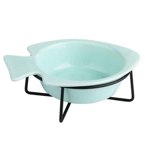 Bol din ceramica in forma de peste pentru mancarea pisicilor