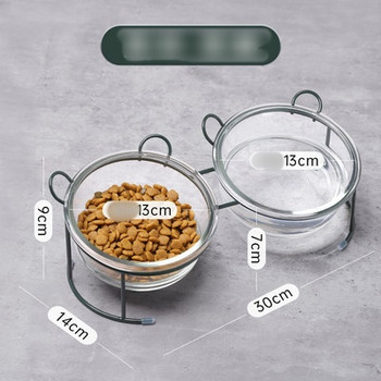 Γυάλινο μπολ φαγητού με βάση σε δύο μοντέλα για γάτες