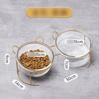 Γυάλινο μπολ φαγητού με βάση σε δύο μοντέλα για γάτες