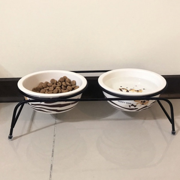 Кръгли купи с метална стойка за котешка храна