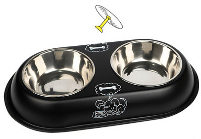 Bol dublu pentru hrana si apa pentru pisici