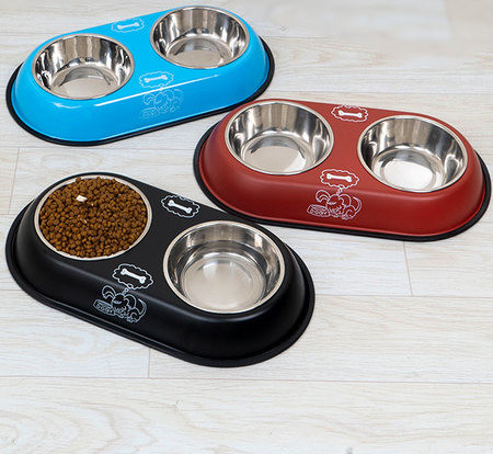 Bol dublu pentru hrana si apa pentru pisici