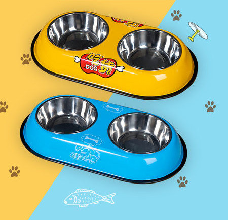 Bol dublu pentru hrana si apa pentru pisici