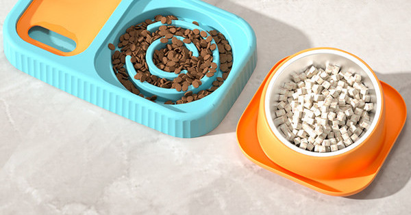 Bol de mâncare pentru pisici și dozator de apă - 2 în 1
