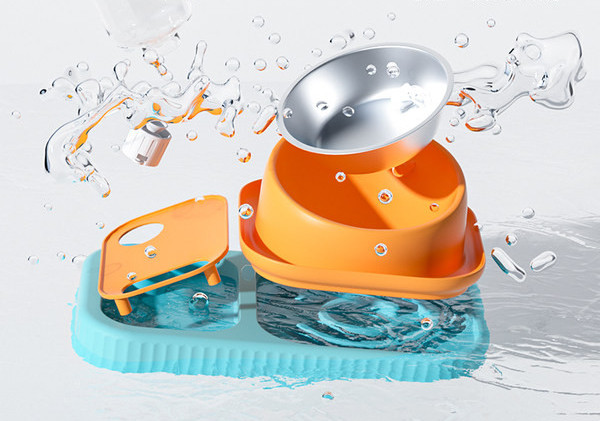Bol de mâncare pentru pisici și dozator de apă - 2 în 1