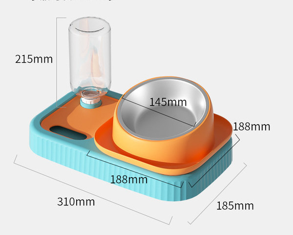 Bol de mâncare pentru pisici și dozator de apă - 2 în 1