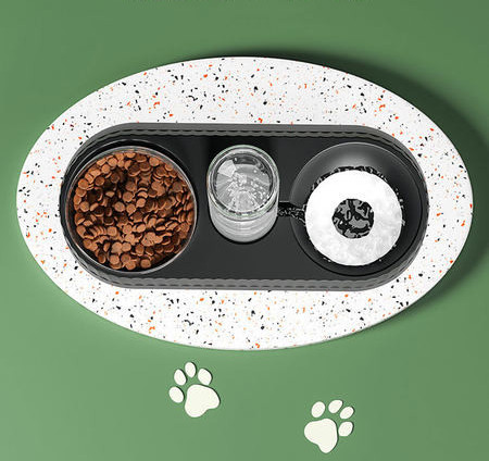 Bol de sticla pentru mancare pentru pisici cu baza din plastic