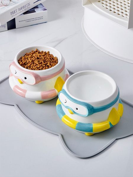 Bol ceramic pentru mancare in doua modele pentru pisici