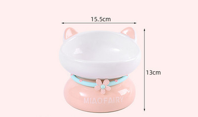 Керамична купа за храна на домашни любимци с декорация цвете