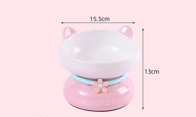 Керамична купа за храна на домашни любимци с декорация цвете