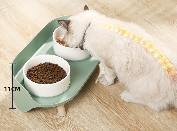 Suport dublu cu boluri ceramice pentru mancare si apa