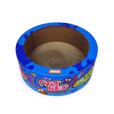 Кръгла купа за храна на котки с цветна щампа