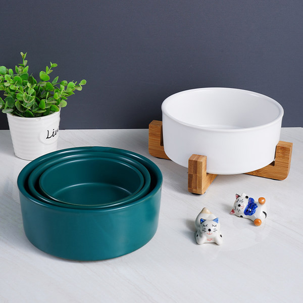 Bol din ceramică pentru pisici castron dublu castron pentru pisici imitație pentru hrană pentru pisici și castron cu orez castron anti-luptă pentru câini castron cu apă pentru animale de companie
