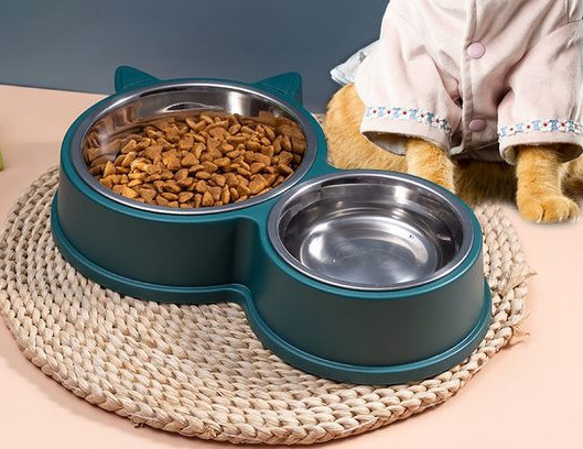 Μεταλλικό μπολ φαγητού με δύο θήκες