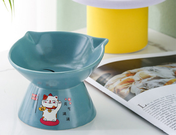 Bol de mâncare din ceramică într-un set pentru pisici