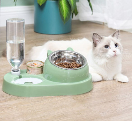 Bol metalic alimentar cu dozator de apa