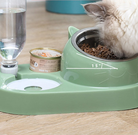 Bol metalic alimentar cu dozator de apa