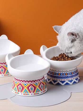 Керамична купичка за храна с подложка за котки