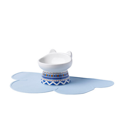 Bol de mâncare din ceramică cu covoraș pentru pisici