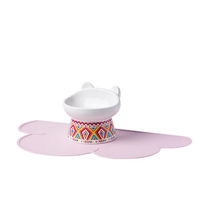 Bol de mâncare din ceramică cu covoraș pentru pisici