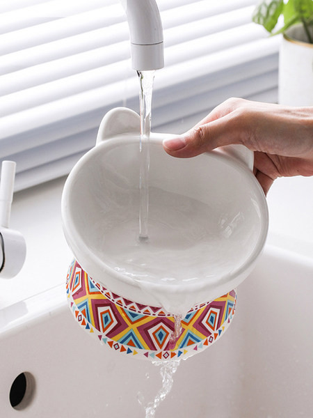 Bol de mâncare din ceramică cu covoraș pentru pisici