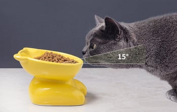 Керамична купа на стойка за храна на котки - различни цветове