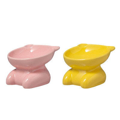 Керамична купа на стойка за храна на котки - различни цветове