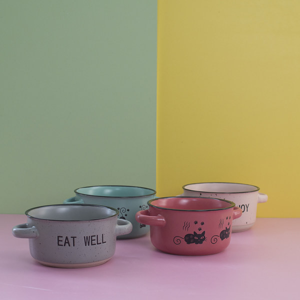 Bol rotund din ceramică pentru hrana pisicilor