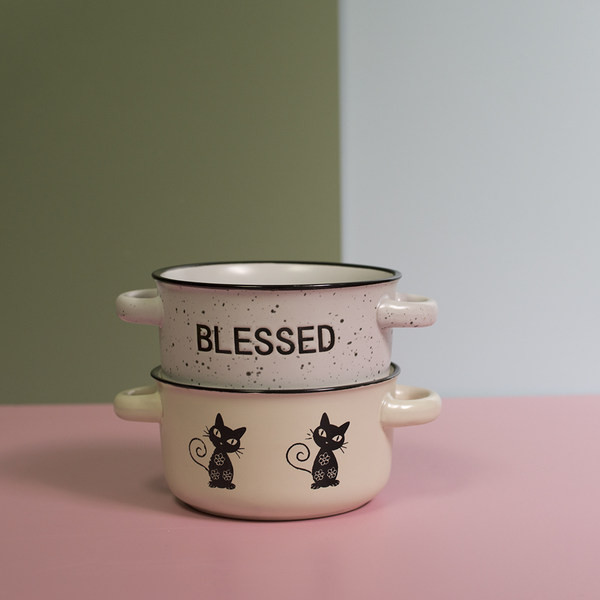 Bol rotund din ceramică pentru hrana pisicilor