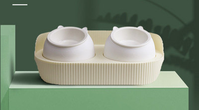 Bol ceramic dublu pentru mancare pentru pisici - cu sau fara dozator de apa