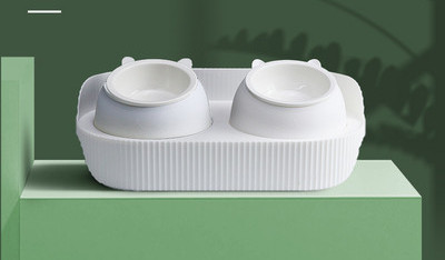 Bol ceramic dublu pentru mancare pentru pisici - cu sau fara dozator de apa