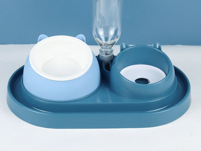 Bol ceramic dublu pentru mancare pentru pisici - cu sau fara dozator de apa