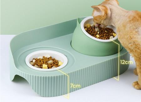 Bol ceramic dublu pentru mancare pentru pisici - cu sau fara dozator de apa
