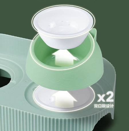 Bol ceramic dublu pentru mancare pentru pisici - cu sau fara dozator de apa