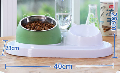 Kahekordne kauss vee ja toidu jaoks – kassile