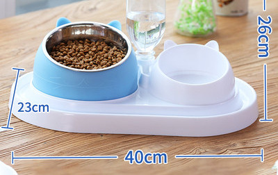 Kahekordne kauss vee ja toidu jaoks – kassile