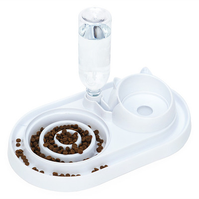 Kahekordne kauss vee ja toidu jaoks – kassile