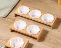 Μπολ γάτας με ξύλινη βάση - τρία μοντέλα