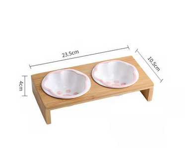 Μπολ γάτας με ξύλινη βάση - τρία μοντέλα