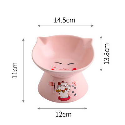 Керамична купа за храна на котки в бял,розов и син цвят